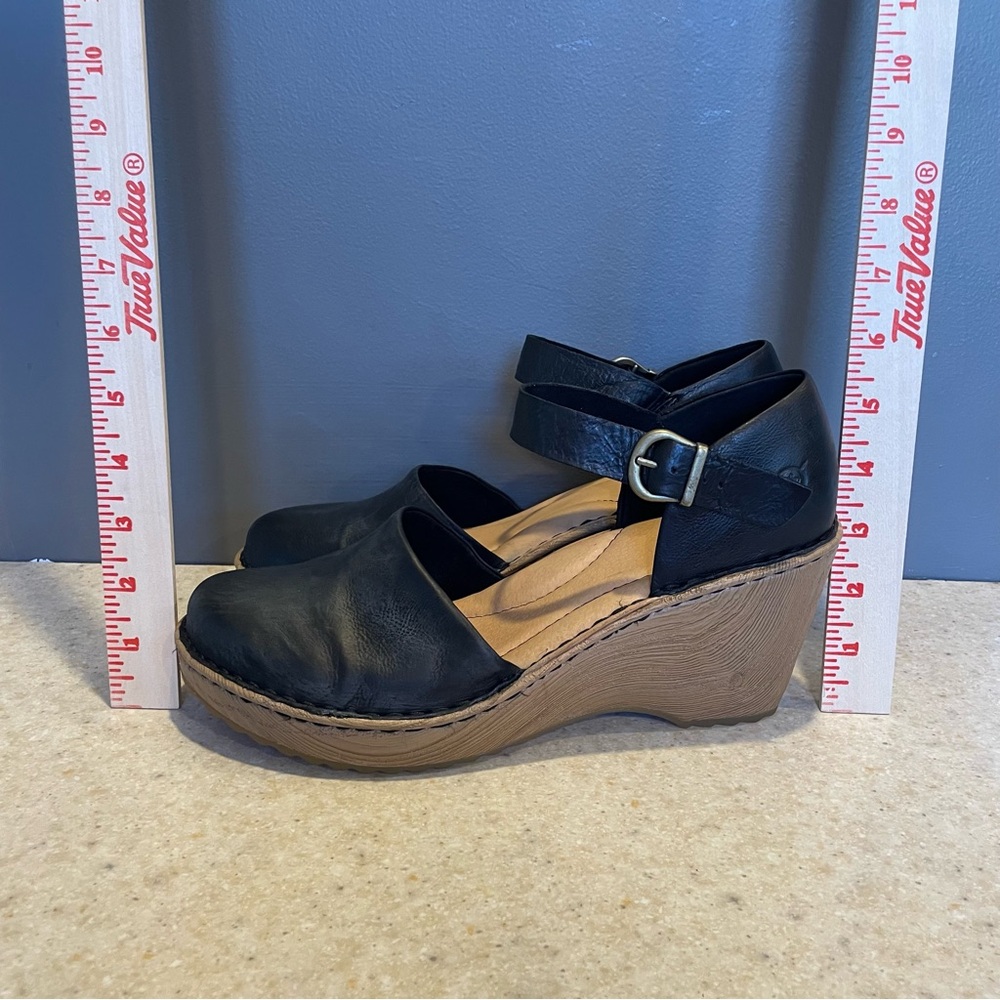 BORN Nellie Comfort Mary Jane Wedge Sandal Leather Clog Handcrafted Scandi Boho - Picture 7 of 16